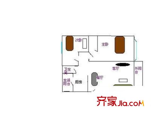 東泰花園裕華苑 2室 戶(hù)型圖