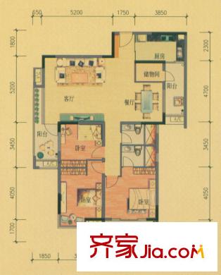豐泰觀山碧水1、2、7、8棟御景美軒戶型 3室2廳2衛(wèi)