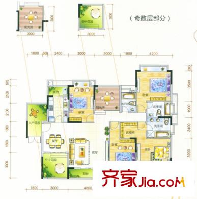 世紀(jì)城國(guó)際公館四期住宅戶型圖世紀(jì)城國(guó)際公館四期 4室 戶型圖 4室2廳3衛(wèi)1廚