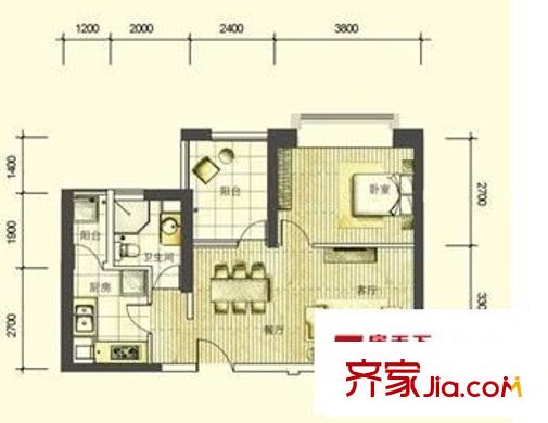 嘉湖山莊 1室2廳 戶型圖