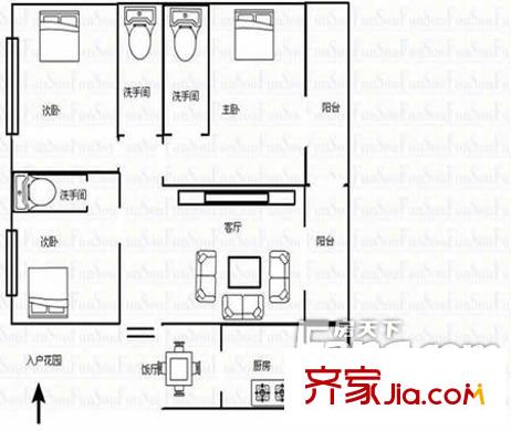 中信風(fēng)云匯 3室  戶型圖