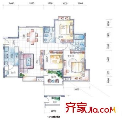 聯(lián)華花園城三期  3室 戶型圖
