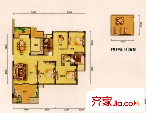 理想0769沁園戶型圖疊加別墅 4室2廳2衛(wèi)