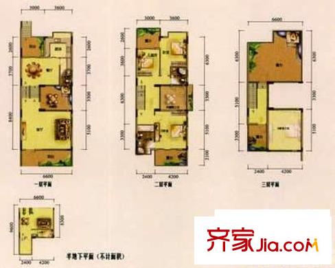 理想0769沁園戶型圖聯(lián)排別墅 4室2廳3衛(wèi)