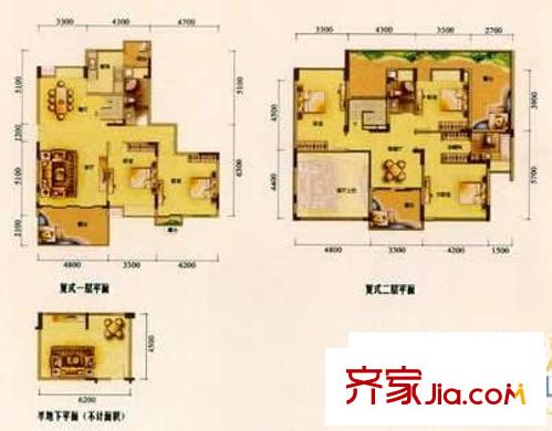 理想0769沁園戶型圖疊加別墅 5室3廳3衛(wèi)