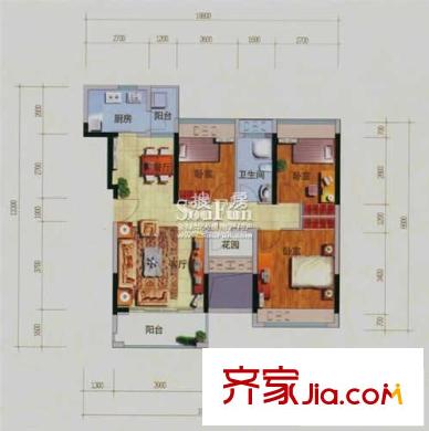風(fēng)臨美麗灣戶型圖4室1廳1衛(wèi)戶型圖 4室1廳1衛(wèi)