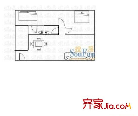 東泰花園明華苑 2室 戶型圖