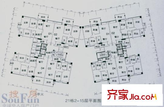 景湖灣畔二期 3室戶型圖