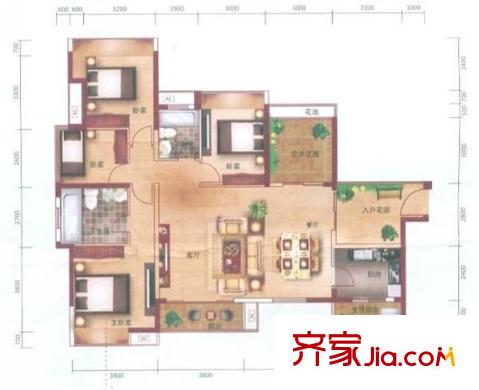豐泰觀山碧水花園戶(hù)型圖豐泰觀山碧水 4室 戶(hù)型圖 4室2廳2衛(wèi)1廚