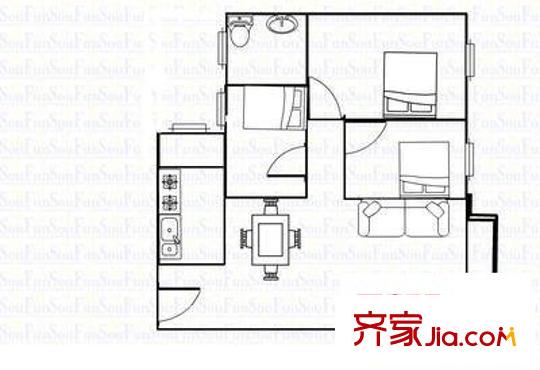 東泰花園裕華苑 3室 戶(hù)型圖