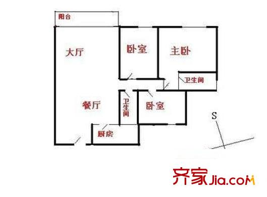 東泰花園裕華苑 3室 戶(hù)型圖
