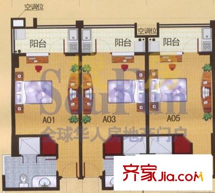 東泰花園裕華苑3室 戶(hù)型圖