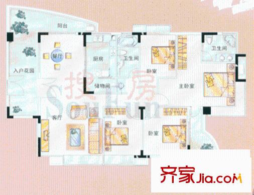 東泰花園裕華苑 4室 戶(hù)型圖