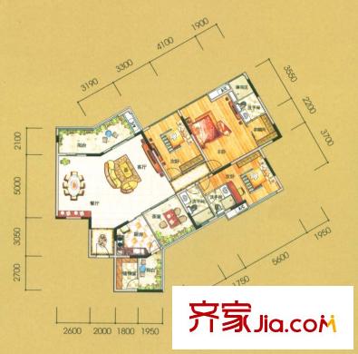 豐泰觀山碧水12棟標(biāo)準(zhǔn)層03單元 3室2廳2衛(wèi)