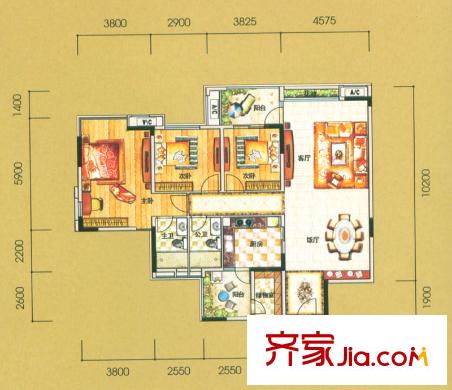 豐泰觀山碧水12棟標(biāo)準(zhǔn)層02單元 3室2廳2衛(wèi)