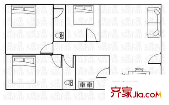 東泰花園明華苑 3室 戶型圖