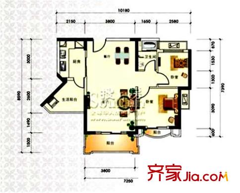 塞納城市嘉園 2室  戶型圖