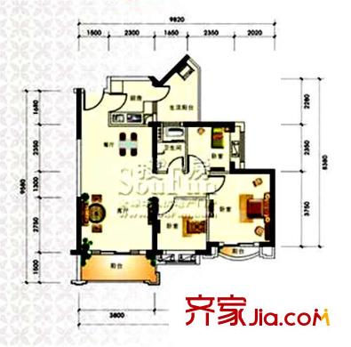 塞納城市嘉園 2室  戶型圖