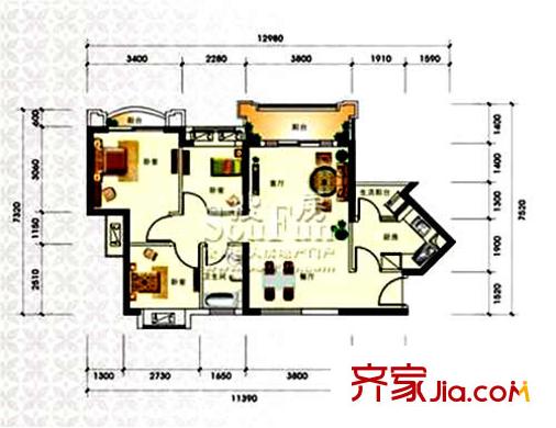 塞納城市嘉園 2室  戶型圖