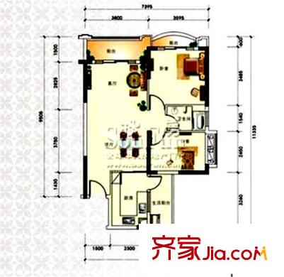 塞納城市嘉園 2室  戶型圖