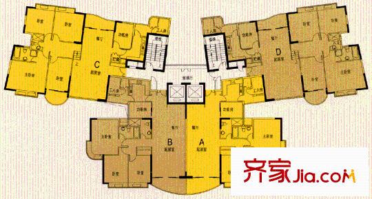 金月灣花園戶型圖3室2廳2衛(wèi)1廚