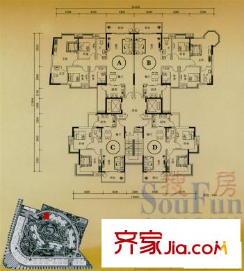 世紀(jì)康城戶型圖雍雅園C9型 