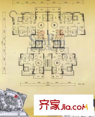 世紀(jì)康城戶型圖C5型層平面圖 