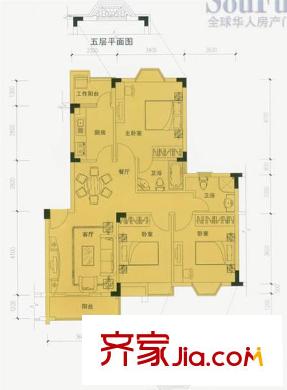 三正財(cái)富新地花園3室戶(hù)型圖