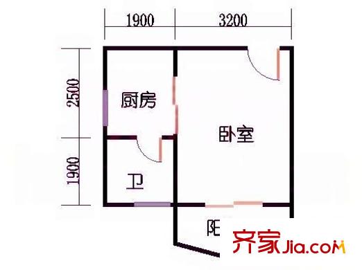 麗駿豪庭 1室 戶型圖