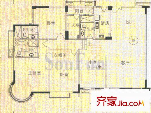 星河傳說(shuō)聚星島A區(qū)戶型圖4室2廳3衛(wèi)1廚