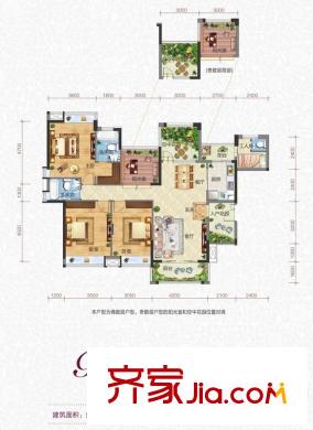 世紀(jì)城玫瑰公館戶(hù)型圖3棟標(biāo)準(zhǔn)層B花香尊邸戶(hù)型 3室2廳2衛(wèi)1廚