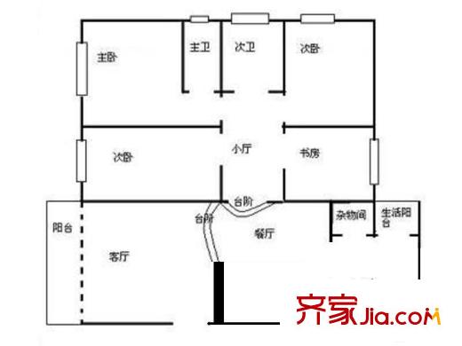 粵港花園 3室 戶型圖