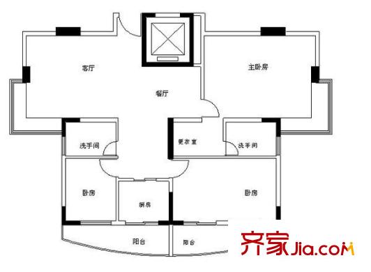 粵港花園 3室 戶型圖