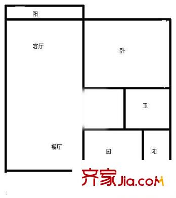 粵港花園 1室 戶型圖