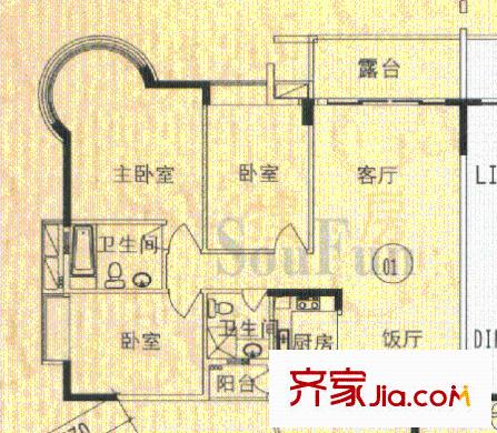 星河傳說(shuō)聚星島A區(qū)戶型圖4室2廳3衛(wèi)1廚