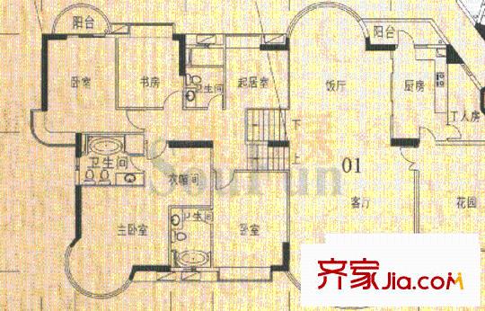 星河傳說聚星島A區(qū)戶型圖5室4廳4衛(wèi)1廚