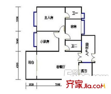 錦龍又一城二期君譽(yù) 3室 戶型圖