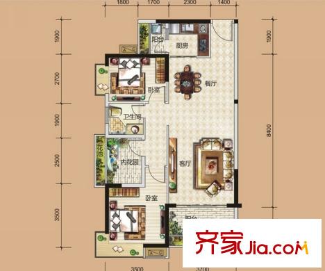 翡翠山湖三期臻萃園19、22-23棟標(biāo)準(zhǔn)層03、04房C戶型 2室2廳1衛(wèi)1廚