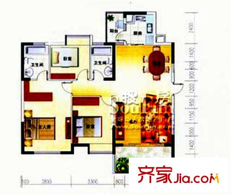 鹿港小鎮(zhèn)  3室戶型圖