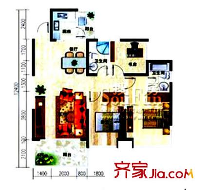 鹿港小鎮(zhèn)  3室戶型圖