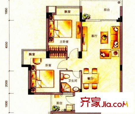 藍(lán)山錦灣一期 2室 戶型圖