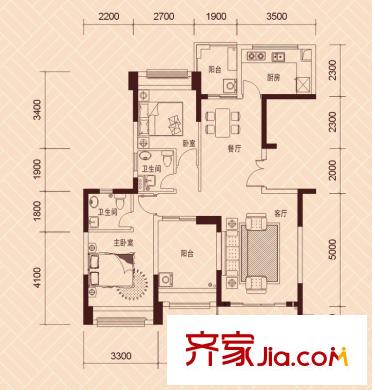 景湖榮郡戶型圖5、9-14棟標(biāo)準(zhǔn)層01、02戶型 3室2廳2衛(wèi)1廚