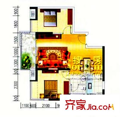 鹿港小鎮(zhèn)  2室戶型圖