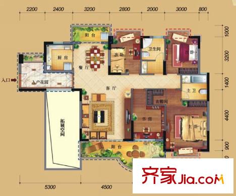 德洲丹緹軒 4室 戶型圖