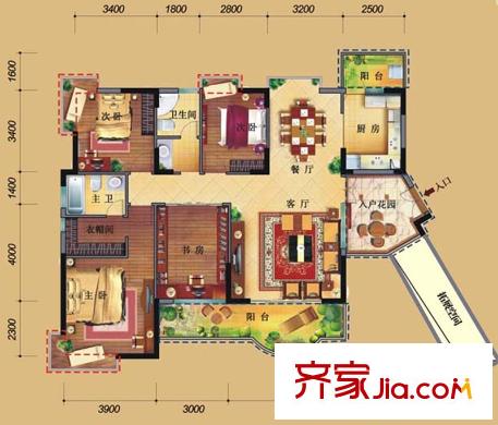 德洲丹緹軒  4室 戶型圖
