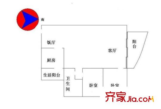 蔚藍(lán)星湖 2室 戶型圖
