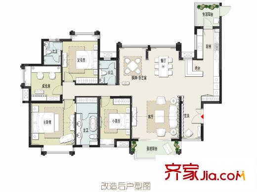 地標(biāo)廣場戶型圖190平戶型圖 4室2廳3衛(wèi)1廚