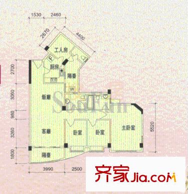嘉多利山花園別墅戶型圖4室2廳3衛(wèi)1廚