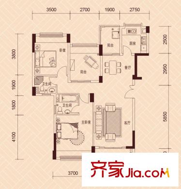 景湖榮郡戶型圖2棟標(biāo)準(zhǔn)層01、02戶型 3室2廳2衛(wèi)1廚