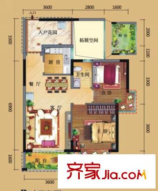 德洲丹緹軒   2室  戶型圖